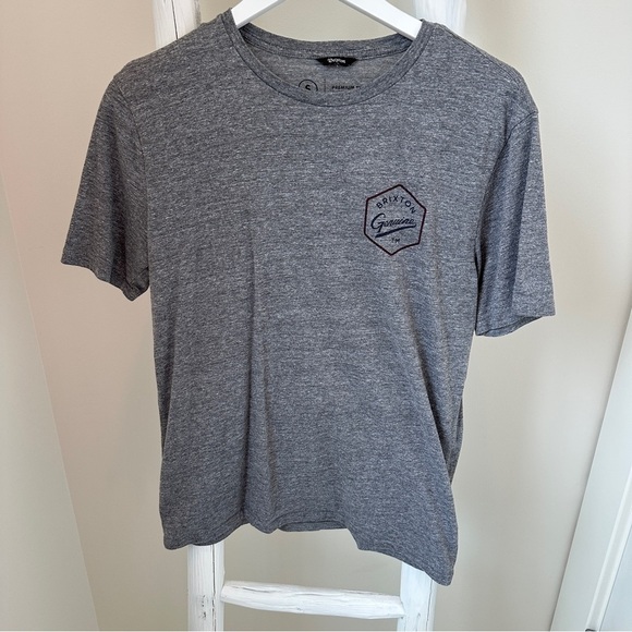 Brixton Gray Short Sleeve Tee with Logo SZ Small - Picture 1 of 8